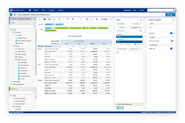 Leverage Jaspersoft’s powerful API framework to embed reports, dashboards and more